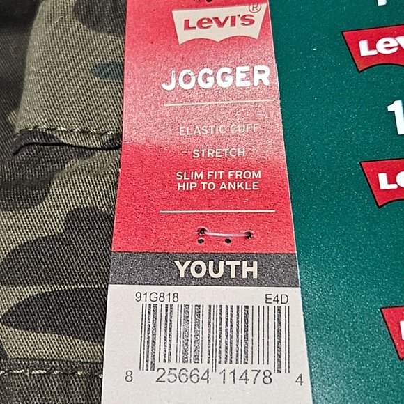 Levis Youth Camo Jogger Jeans Boys Size 14 Drawstring Cuffed Ankle Pants - Picture 4 of 5